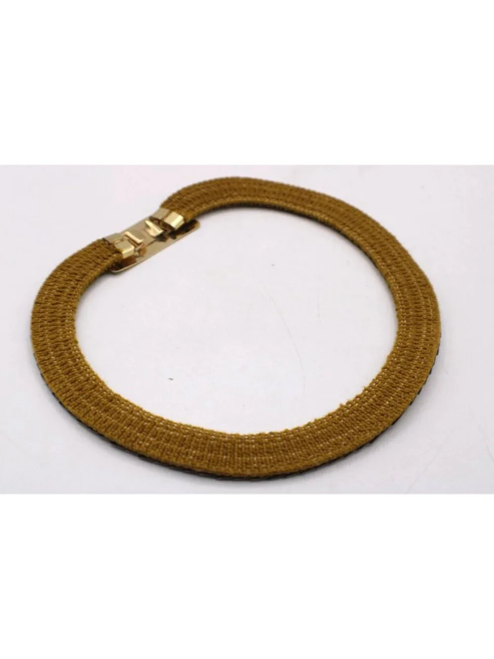 Vintage Gold Metal Fish Scale Elastic Stretch Belt Rectangle Buckle Clasp 1970s